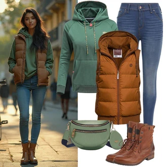 Outfit s Zelená Mikina s kapucí/Originální mikina/Svetr S Kapucí/Partnerská Mikina/Sportovní mikina/Unisex Mikina S Kapucí/Vintage mikina/Dámský Svetr/Svetr s kapucí Zwillingsherz "Podzimní volnočasový outfit"