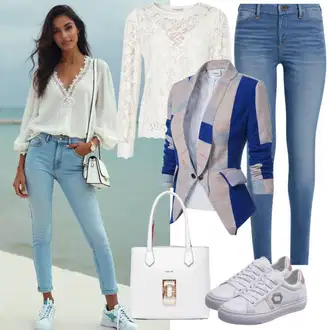 Outfity pro léto Vintage s Bílá/Béžová/Růžová/Červená/Krémová/Hnědá Krajková Halenka/Crash blůza/Dětská hračka/Extravagantní Halenka/Neobvyklá Halenka/Krajková Tunika Y.A.S "Podzimní volnočasový outfit"Look: Univerzitní, S průsvitem, Traditional, Boho, 20 léta, Layered, Vintage