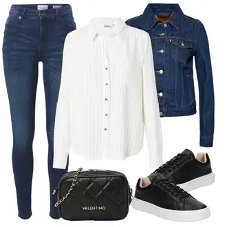 Style Outfits Western mit Modra/Temno modra/Svetlo modra Jakna levi's ® "poletna obleka"Look: Nor, Lak, Delovna oblačila, Western, Univerzitetni, 90. leta
