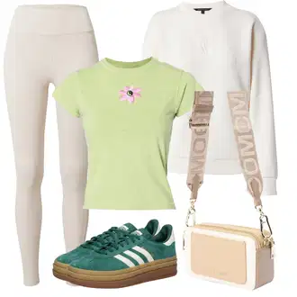 outfit mit Rjava/Bež/Khaki Hlače Neprosojna Pajkica/Oblikovana Pajkica/Usnjena Jakna/Termo Hlača/Treggings/Tople Pajkice/Legica iz Žameta/Baumwoll Pajkica/Pajkice z Visokim Pasom/Pletena Pajkica/Pajkice z Razporkom Adidas Performance "poletna obleka"