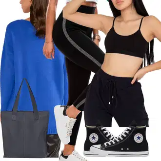 outfit mit Črna/Rjava/Modra Top za plažo/Odrezana majica brez rokavov/Kratki top/Oblačila za plažo/Plažne Kratke Hlače berrak "poletni videz"