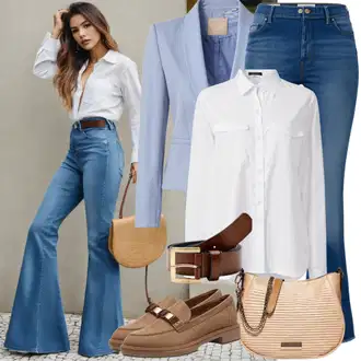 outfit mit Rjava/Črna/Škrlatna/Bela Srajčna Bluza/Poslovna srajca/Srajca za prosti čas/Poslovna srajca olalook "Pomladni videz iz 90. let"