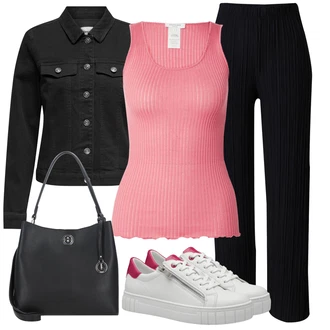 Jesenske Outfiti Poroka Gost mit Bela/Roza Usnjene superge/Superge Nizka/Plato-Sneaker/Ozka superga/Superge Z Bočno Zadrgo MARCO TOZZI "Popoln za jesen"Look: Bar, Koncert, Rave, Šola, Valentinovo, Poroka