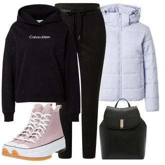 outfit mit Roza/Škrlatna Platnena Superga/Superge Luknjasta/Usnjene superge/Plato-Sneaker/Teddy Superga/Zimske superge Converse "Popoln za jesen"