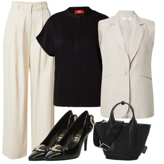 outfit mit Črna/Rdeča/Temno rdeča Bluza velika velikost/Tunika ESPRIT "Popoln za jesen"