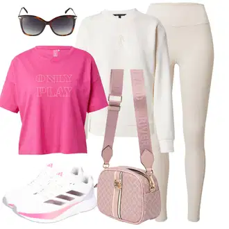 outfit mit Bež/Khaki/Rjava Hlače Legica iz Žameta/Baumwoll Pajkica/Pajkice z Visokim Pasom/Pletena Pajkica/Pajkice z Razporkom/Neprosojna Pajkica/Oblikovana Pajkica/Usnjena Jakna/Termo Hlača/Treggings/Tople Pajkice Adidas Performance "Popoln za jesen"