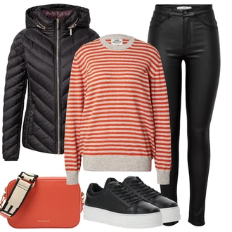 Poletje outfit mit Črna Hlače iz Imitacije Usnja/Pajkice Usnjena pajkica/Leginge v Videzu Usnja/Usnjena Hlača/Skinny Hlače/Lack Pajkica JdY "Popoln za jesen"
