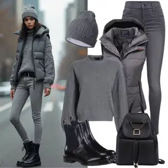 outfit mit Svetlo siva/Siva/Temno siva Snapback kapa/Pokrivalo Columbia "Popolno za jesen"