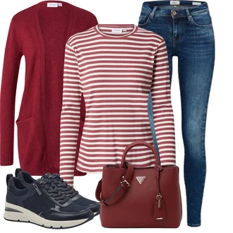 Outfit s Tmavě červená/Červená/Růžová/Vínová Pletenina veľkej veľkosti/Halenka a Tunika Tunika Vila "Vkusný podzimní outfit"