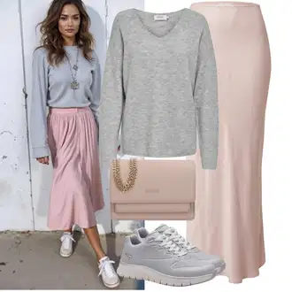 Outfit s Růžová/Fialová/Hnědá Maxi sukně/Dlouhá Sukně/Sukně Pro Svatebního Hosta/Vintage sukně maxi/Sukně do Délky Lýtka/Koktejlová Sukně/Midi Sukně/Slavnostní Maxi Sukně/Elastická Sukně/Moderní Sukně Topshop "Outfit na podzim"