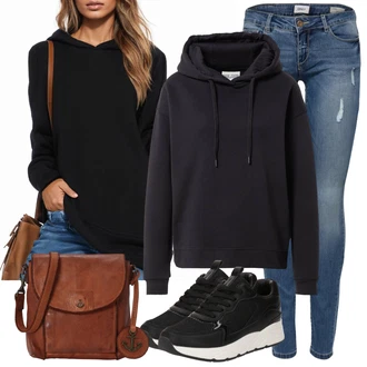 Outfit s Černá/Tmavě modrá/Tmavě šedá Svetr S Kapucí/Svetr S Kapucí/Sportovní mikina/Unisex Mikina S Kapucí/Oversize mikina/Pletená mikina s kapucí/Originální mikina/Sportovní mikina Cars Jeans "Vzhled casual"