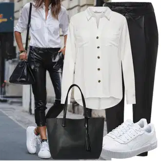 90-ich Skating Outfit sa Svjetloplava/Plava/Siva/Bijela Tanka Tenisica/Kožna Tenisica/Skate cipela/neformalna cipela/Ljetna Tenisica Puma "Opušteni izgled"Look: 90-ich, Nerd, Steampunk, Sportski, Estetika, Skater, Hip Hop, S zakovicama, Skating, Aerobik, Tenis, Skate