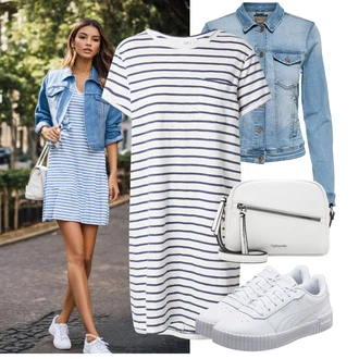 90-ich Skating Outfit sa Svjetloplava/Plava/Siva/Bijela Tanka Tenisica/Kožna Tenisica/Skate cipela/neformalna cipela/Ljetna Tenisica Puma "Outfit za svaki dan"Look: 90-ich, Nerd, Steampunk, Sportski, Estetika, Skater, Hip Hop, S zakovicama, Skating, Aerobik, Tenis, Skate