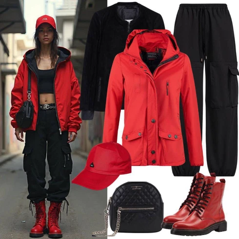 Kombinace Tmavě šedá/Černá Pumpová Kalhoty/Žerzejová Kalhoty/Navlékací Kalhoty/Culotte Kalhoty/Sportovní kalhoty střední délky/Pyžamová Kalhoty/Kožená Pánská Bund/3/4 Kalhoty/Široká Kalhoty Baggy Kalhoty/Slinky Kalhoty Tom Tailor kombinovat s Červená/Tmavě červená Bunda Puchová Bund/Dlouhé Bundy/Nafukovací Bund/Bunda na přetažení přes hlavu/Letní peřová Bunda jimmy sanders, Černá Bunda 2v1/Puchová Bund/Neobvyklá Bunda/Nafukovací Bund/Udržitelná Bunda/Přechodné Bundy/Zimní Bund Armani Exchange