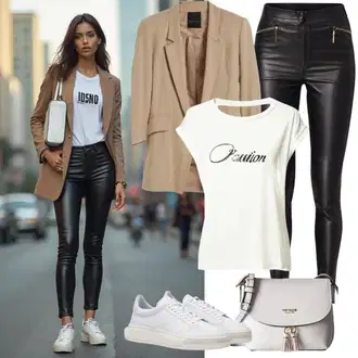 Outfit sa Smeđa/Siva/Bež/Kaki Odijelo Sako od Tvida/Boucle Blazer/Corduroy Sako/Kožna Jakna/Bavarski Sakoi/Traper Sakoi/Pamučni Sakoi/Boyfriend Sako Big Star "Stilski Izgled za Jesen"