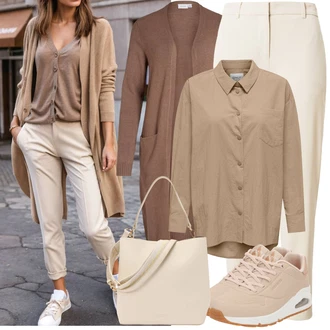 Outfit sa Smeđa/Bež/Ljubičasta/Siva Pletenina/Pletivo Veći Broj/Tunika Vila "Lagana odjeća"