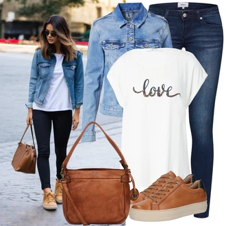 Cool Outfit s Světle modrá/Modrá Krátké Džínové Bundičky/Džínové Bund GARCIA "Lehký outfit"Look: 90tá léta, Cool, Mom, Krásný, Univerzitní, Western