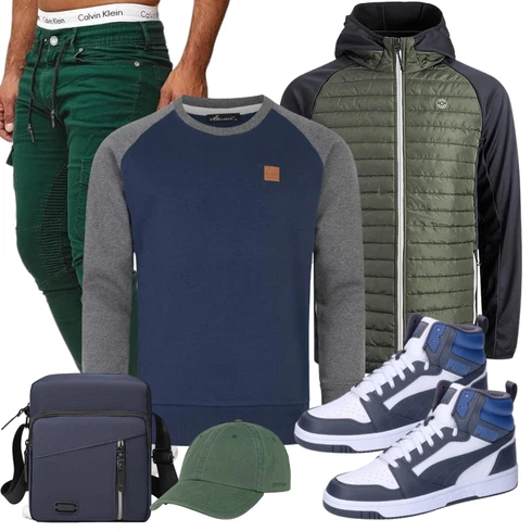 DunkelGrün/Grün LaufJacke/Leichte Jacke/Verstaubare Jacke/HybridJacke Jack & Jones kombinieren