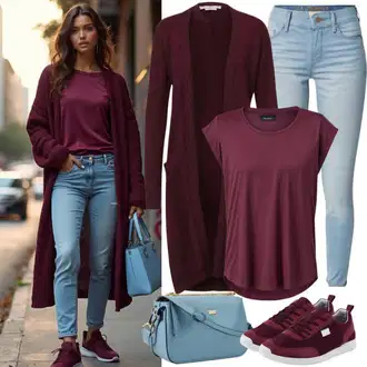 Outfity pro volný čas s Červená/Tmavě červená/Vínová/Růžová Zavinovací Tričko/Tričko s krátkým rukávem/Funkční tričko/Fancy tričko/Tričko s vodopádovým výstřihem/Neformální tričko/Jednoduchý top/Tričko ROUGH RADICAL, Tmavě červená/Vínová/Červená Svetr boucle/Svetr kroj/Kašmírový kardigán/Svetr s podšívkou/Vintage svetr/Kardigán s výstřihem do V/Zimní svetr/Vlněný kardigán SCOTCH & SODA, Tmavě červená/Hnědá/Fialová/Vínová/Bílá/Červená Nízká Teniska/Vintage teniska/Skate Bota/Kožené tenisky Nike Sportswear "Stylový volnočasový outfit"
