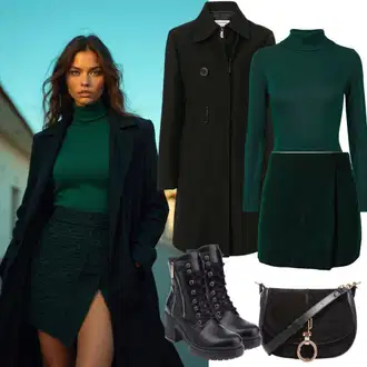 Nadrozměrné Dlouhé Outfit s Černá Kabát z Kabanosu/Kašmírový Kabát/Midi Kabát/Vlněný Kabát/Zimní Kabát Vlněný kabát/Oversize Kabát bershka "Stylový Vzhled pro Podzim"Look: Klasické, Business, Šik, Elegantní, Francouzské, Moderní, Kancelář, Příliš oblečený, Nadrozměrné