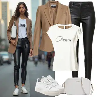 Styl Outfit s Hnědá Elegantní Sako/Boyfriend Sako/Blejzrové Bund/Kožená Pánská Bund/Krátké Sako/Neformální Sako/Kožená bunda pro muže/Oversize Sako kesi "Stylový Vzhled pro Podzim"