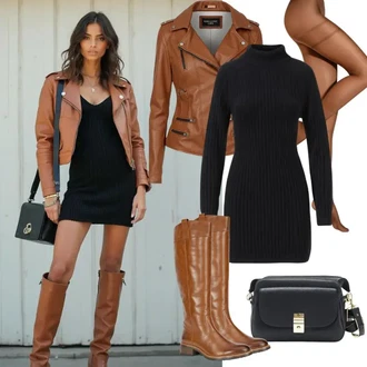 Outfity s botami s Béžová/Hnědá Kozačka nad Kolena/Špičatá Kozačka/Kožená Kozačka nad Koleno/Plochá kozačka nad koleno/Kozačka po Kolena/Dlouhá Kozačka misspap "Stylový Vzhled pro Podzim"