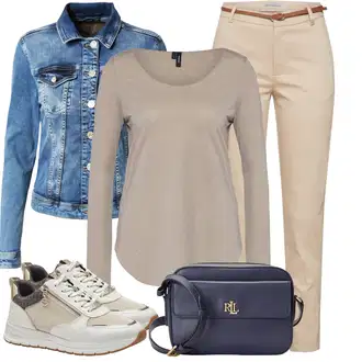 Cool Outfit s Modrá/Světle modrá Džínové Bund/Krátké Džínové Bundičky Gang "Vkusný podzimní outfit"Look: 90tá léta, Cool, Kovbojka, Mom, Krásný, Univerzitní, Western