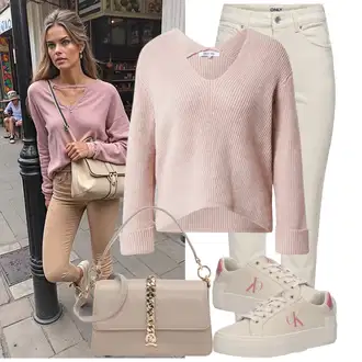 Outfit sa Smeđa/Bež/Kaki Termo Traperice/Traperice s Prorezom/Sužene Traperice/Ženske Traperice 7/8 Dužine/Skraćene Traperice/Kožna Jakna/Mom Jean/Capri Traperice/Čizma do Gležnja/High Waist Traperice/Kožne Cipele/Traperice Standardnog Kroja/Traperice Slim Kroja Only "Savršeno za jesen"