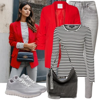 Outfity na podzim s Červená/Tmavě červená Oversize Sako/Dlouhý Sako/Teplákový blejzr/Kožená bunda pro muže/Boyfriend Sako Pieces "Nápadný look na podzim"