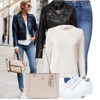 Outfit s Bílá/Krémová Teniska Tenisky s Bočním Zipem/Plátěná Teniska/Nízká Teniska/Kožené Tenisky/Úzká Teniska Paul Green "Cool podzimní outfit"