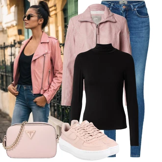 70tá léta Outfit s Modrá/Světle modrá/Fialová Kožená bunda/Push up Džín/Kožená Pánská Bund/Džíny s Nízkým Sedem/Zimní bunda/Kožené Boty/Termální Džíny/Džín s Nízkým Pasem/Džíny s Rozparkem/Slim Fit Džíny LTB "Trendový podzimní outfit"Look: Styl, 70tá léta, Ležérní, Francouzské, Krásný, Bezešvé