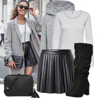Outfit sa Pink/Crvena/Svjetlosiva Kaput od Vunenog Flisa/Pleteni Kaput/Kaput od Flisa/Kaput od Tvida/Scuba Kaput/Pleteni Flis Kaput/Sako Kaput/Usko Krojena Kaputa/Kratki Kaput Only "Trendovska jesenska odjeća"