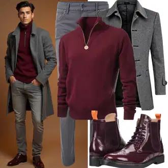 Outfit mit Grau/Hellgrau Kaschmir Mantel/Wollmantel/Gehröck/Bouclé Mantel/Wintermantel Wollmantel Antony Morato "Alltagsoutfit"