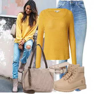 Outfit sa SvjetloPlava/Plava Kožna Jakna/Čizma do Gležnja/Traperice s Rupom/Zimska jakna/Slip-on Traperice/Kožne Cipele/High Waist Traperice/Muška Kožna Jakna/Push-up Traperice/Traperice s Prorezom VERO MODA "Moderan izgled za jesen"