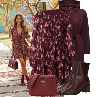 Cvjetni uzorak Outfit sa Ljubičasta Haljina Veći Broj/Tunika About You "Jesenski outfiti"