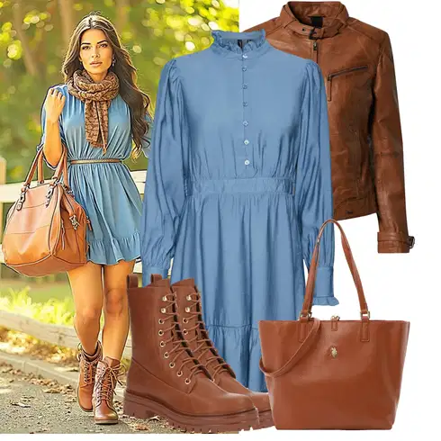 Kombinirajte SvjetloPlava/Plava/Pastelne boje Košulja Haljina/Traper Haljina/Dimljena Haljina/Bluza Haljina VERO MODA