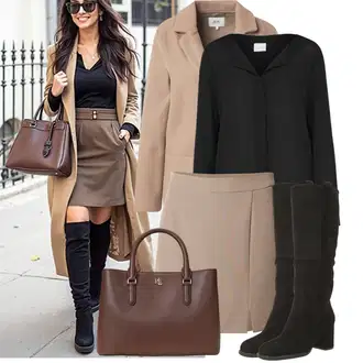 Outfit sa Bež/Smeđa/Ljubičasta/Siva/Kaki Suknja Školske Uniforme/Uredska Suknja/Mini Suknja/Teniska Suknja/Suknja na Omot/Moderne Suknja/Koledž Suknja/Suknja Za Matični Ured/Suknja Iz 60-ih/Suknja Na Vezanje Only "Jesenska odjeća za svaki dan"