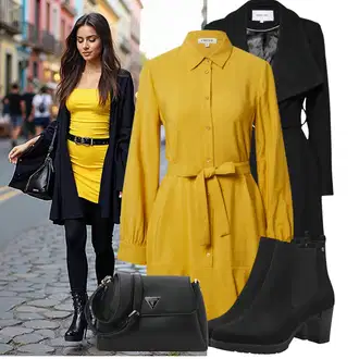 Elastický Outfit s Černá Chelsea Boty/Kožená kotníková bota/Kožená bunda/Gumová Kotníková Bota/Letní kotníková kozačka/Kotníková Bota s Podšívkou Tamaris "Vkusný podzimní outfit"