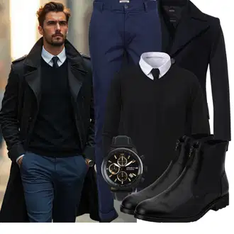 Regen Outfit mit Dunkelblau/Blau Schnürer/Schnürschuh/Stoffschuh/Schuh Ohne Schnürsenkel/Flache Stiefelette Geox "Buro Outfit"