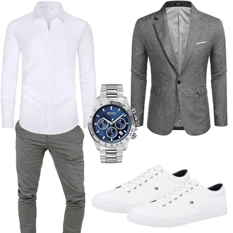 Business Outfits mit Grau Sneaker/Schuh Tommy Hilfiger "Buro Outfit"