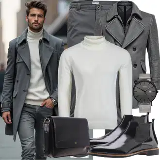 Laufen Outfit mit Schwarz Chelsea Boot/Lederjacke/Flache Stiefelette/Leder Stiefelette/Gefütterte Stiefelette Tchibo "Business Outfit"Look: Reiten, Laufen