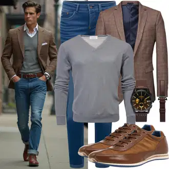 Outfit mit Hellgrau/Grau/Dunkelgrau/Hellblau/Braun Basic Pullover/Plüsch Pullover/Kaschmir Pullover/Fleece Pullover/Thermo Pullover/Carmenpullover/Pullover Bedrucken/Winterpullover/Rundhals Pullover/Einfacher Pullover Carhartt "Business Outfit"