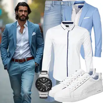 Sommer Outfits mit Weiß/Creme Business Hemd/Casual Hemd/Hemdbluse/Bügelfreies Hemd/Musselin Hemd/Businesshemd Tommy Hilfiger "Casual Business Outfit"