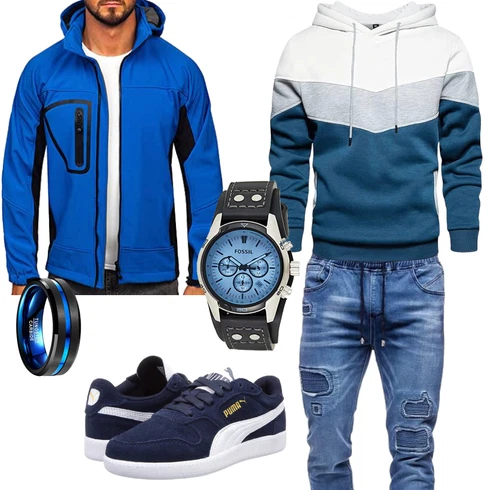 Blau/Hellblau Ripstopjacke/Wanderjacke/Sportjacke/Segeljacke/Uniformjacke/Laufjacke/Langlaufjacke/Trekkingjacke/Funktionsjacke BOLF kombinieren