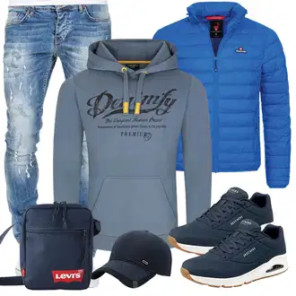 Stil Outfits Skater mit Blau Partner Hoodie/Unisex Hoodie/Hoodie/Ausgefallener Hoodie/Vintage Hoodie/Sport Hoodie denimfy "Cool Outfit"Look: Stil, Sportlich, Schön, Moderne, Casual, Streetwear, Rad, Kuschel, Skater, Rap, Uni, Premium, Extravagante
