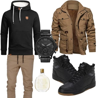 Outfit mit Rot Jacke Winter Parka TACVASEN "Cool Outfit"