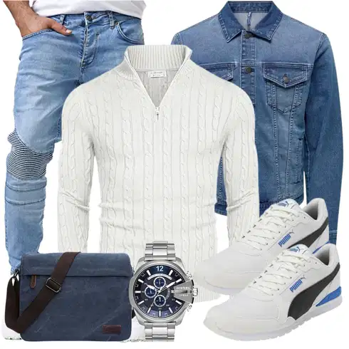 Blau/Hellblau Kurze Jeansjacke Only & Sons kombinieren