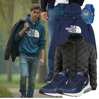 Logoprint Outfit mit Hellblau/Dunkelblau/Blau Schuh Ohne Schnürsenkel/Sommer Sneaker/gesundheitsschuh/Sneaker Mit Lochmuster Nike Sportswear "Cool Outfit"