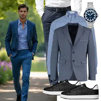 Outfit mit Grau/Blau/HellBlau Anzug/Sakko Trendyol "Cool Outfit"