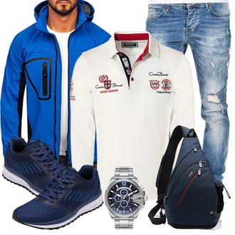 Softshell Outfit mit Blau/Hellblau Ripstopjacke/Wanderjacke/Sportjacke/Segeljacke/Uniformjacke/Laufjacke/Langlaufjacke/Trekkingjacke/Funktionsjacke BOLF "Cool Outfit"
